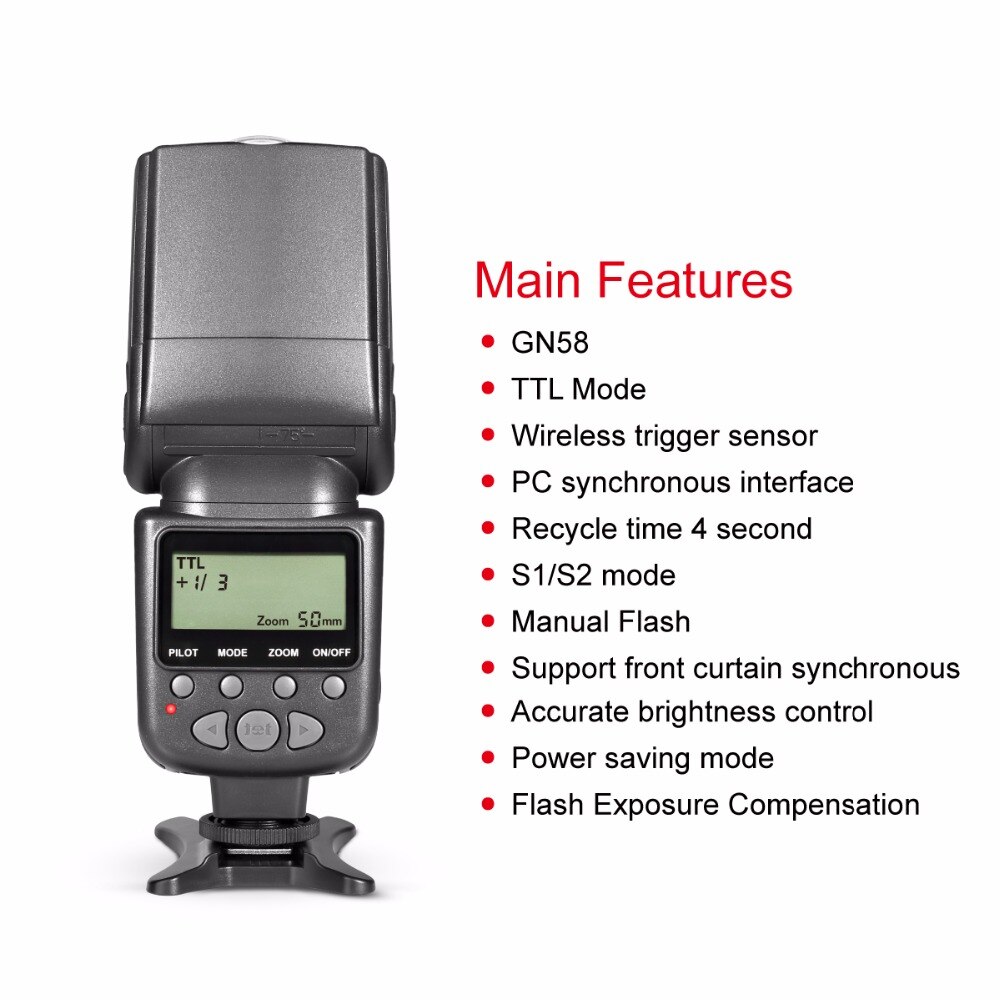 Meike-Flash de Control brillante MK950 i-ttl Speedlite 8, para Nikon D7100, D7000, D5300, D5200, D5100, D5000, D3100, D3200, D750, D600, D90, D80