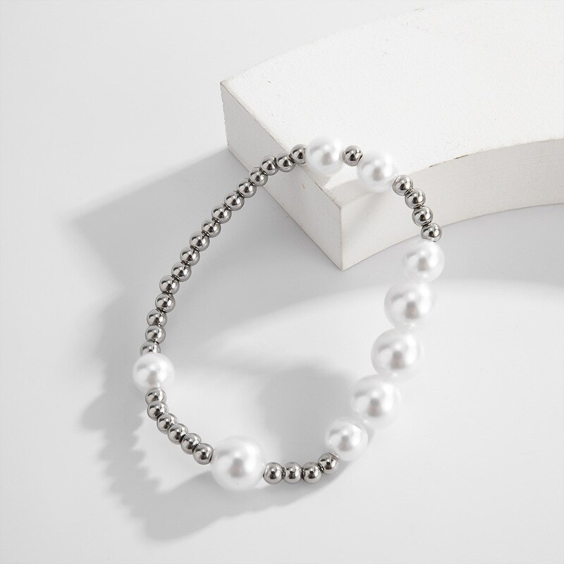 Accessori di moda personalità di strada a scatto in acciaio inossidabile borda il braccialetto semplice atmosferica braccialetto della perla