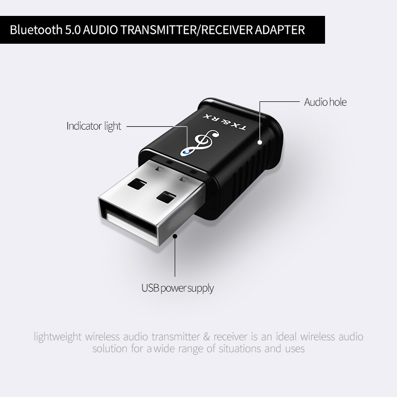 Mini Bluetooth 5,0 Sender 3,5mm AUX Stereo Audio 2 in1 Wireless Bluetooth Adapter Sender Für TV PC Auto