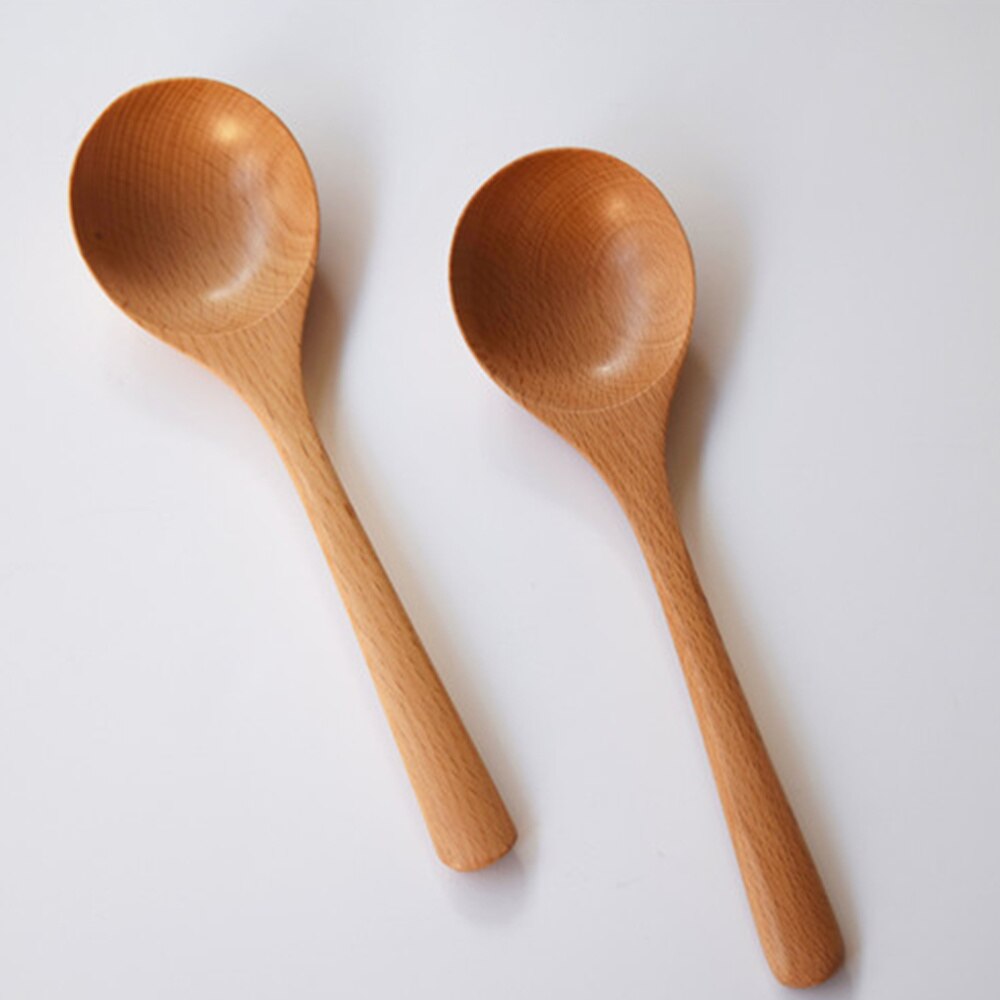 Wooden Rice Spoon Round Natural Wood Cooking Spoon Kitchen Accessories Dining Utensil