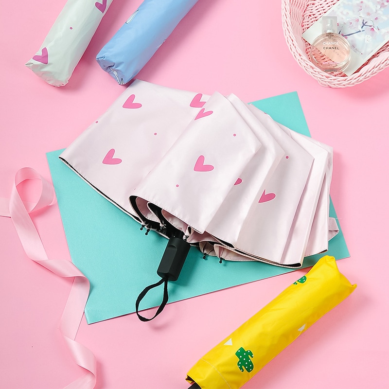 Ins umbrellas, women, sunny rain,two small fresh goddess folding umbrellas,man's sunscreen,ultraviolet sun umbrella,sun umbrella