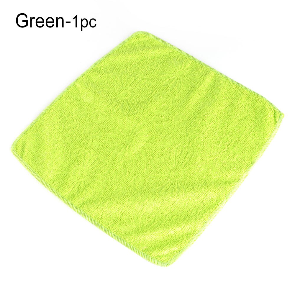 1PC Anti-grease Dish Cloth Bamboo Fiber Washing Towel Scouring Pad Kitchen Household Supplies Cleaning Rags Tools 4 Styles: Style 4-Green