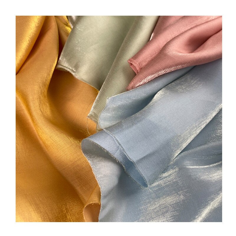 Cf701 effen gele/gouden/blauwe/roze/grijze glanzende zachte dunne zomerstoffen voor jurken, katoenen tencel satijnen stoffen, handgemaakte doe-het-zelf stoffen