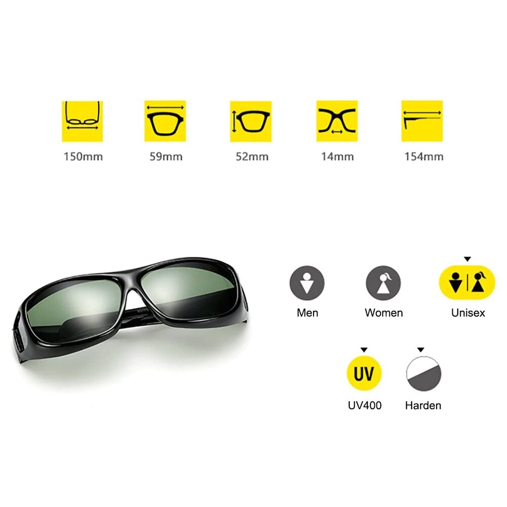 Anti-Glare Polarized Driving Sunglasses Yellow Lens UV400 Protection Night Vision Glasses Goggles Unisex Vision Sunglasses: Black