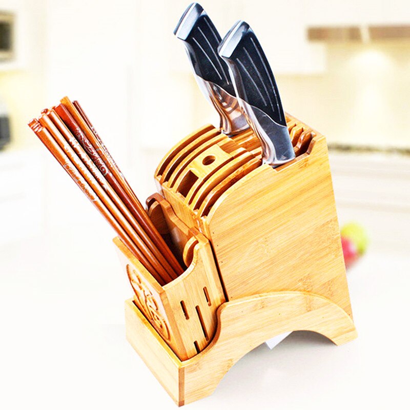 Multifunctional Knife Holder Natural Bamboo Kitchen Supplies Knife Storage Bamboo Holders Chef Knife Block Universal Knife