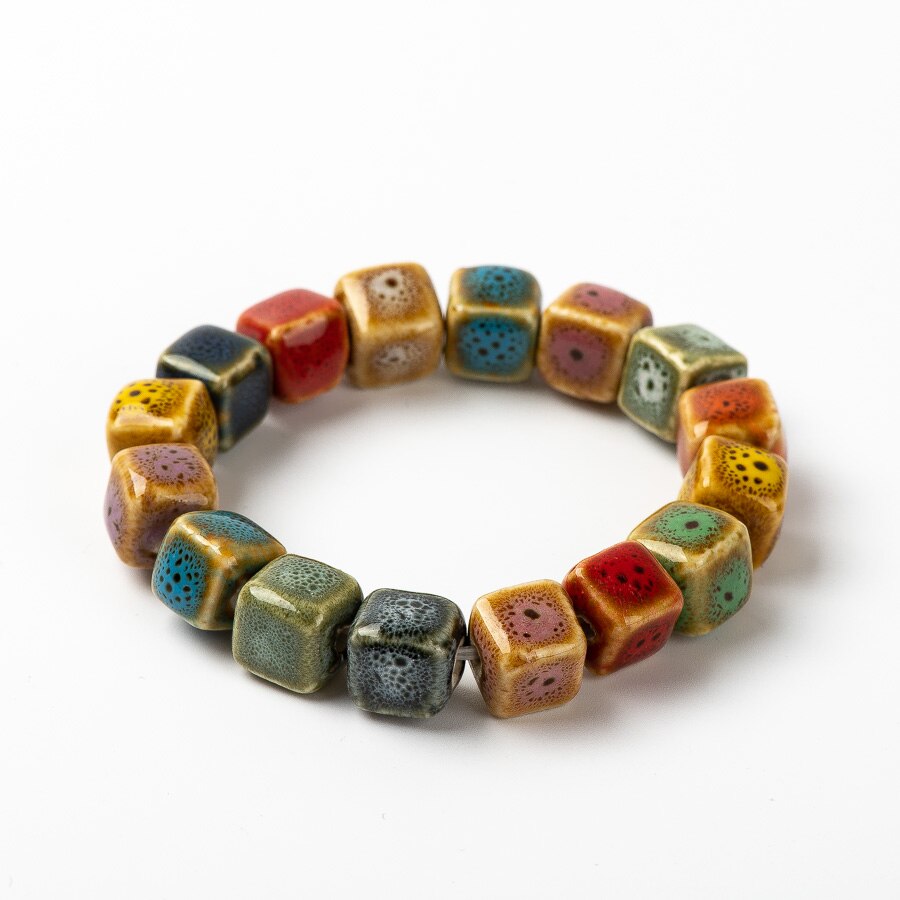 Colorful Unique Ceramic beads bracelets hand made DIY Artware Retro bracelet Jewelery #FY365