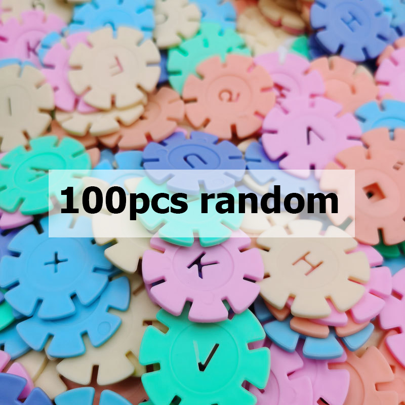 60/100/200pcs Early Education Insert Bag Snowflake Buliding Block Set Baby Puzzle Plastic Assembling Buliding Blocks Toys DDJ: Orange