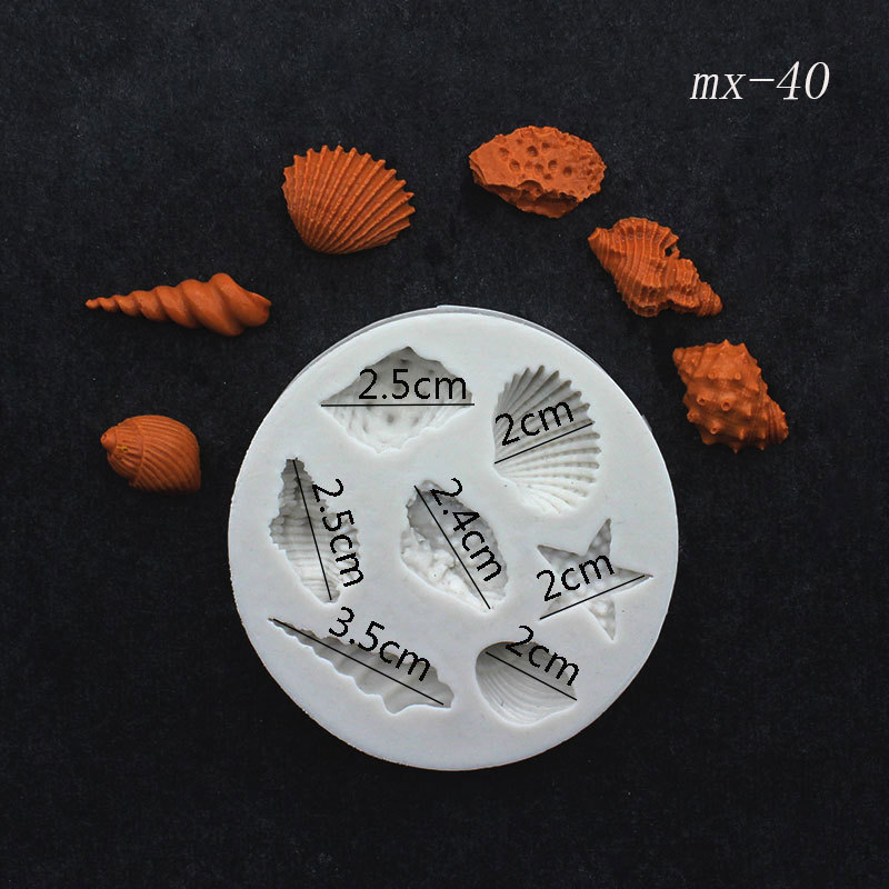 3D Shell Starfish Fondant Cake Mold Silicone Mold Set Mermaid Tail Sea Animal Cake Decorating Tools DIY Craft Fondant Molds: Jasne