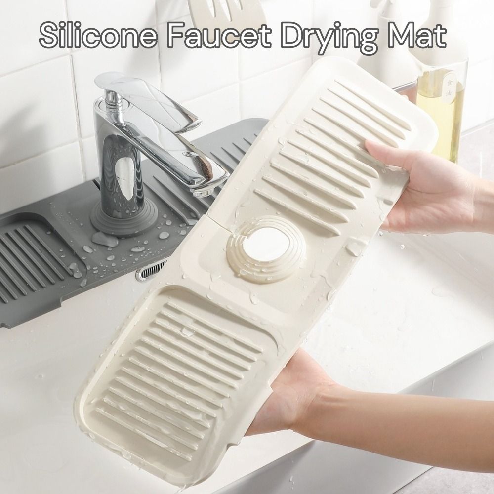 Silicone Faucet Mat Anti-slip Thicken Sink Splash Guard Faucet Accessories 37cm/45cm Countertop Protection Mats Farmhouse Decor