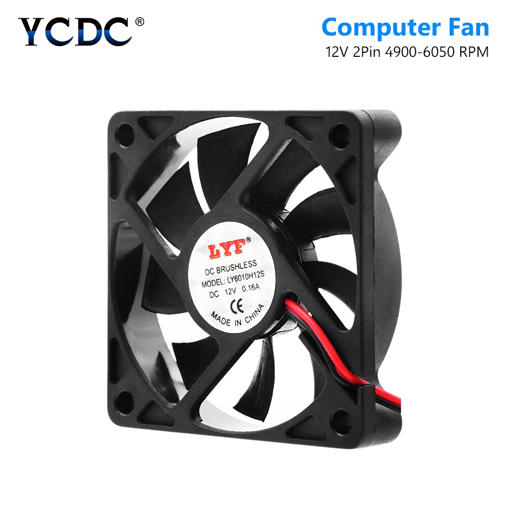 60mm 12V DC Kühlung Fan 6010 Computer PC Fall CPU Wärme Waschbecken Ball Lager Brushless Kühler Fan 2 Stifte 60x60x10mm PC Fall CPU Fans
