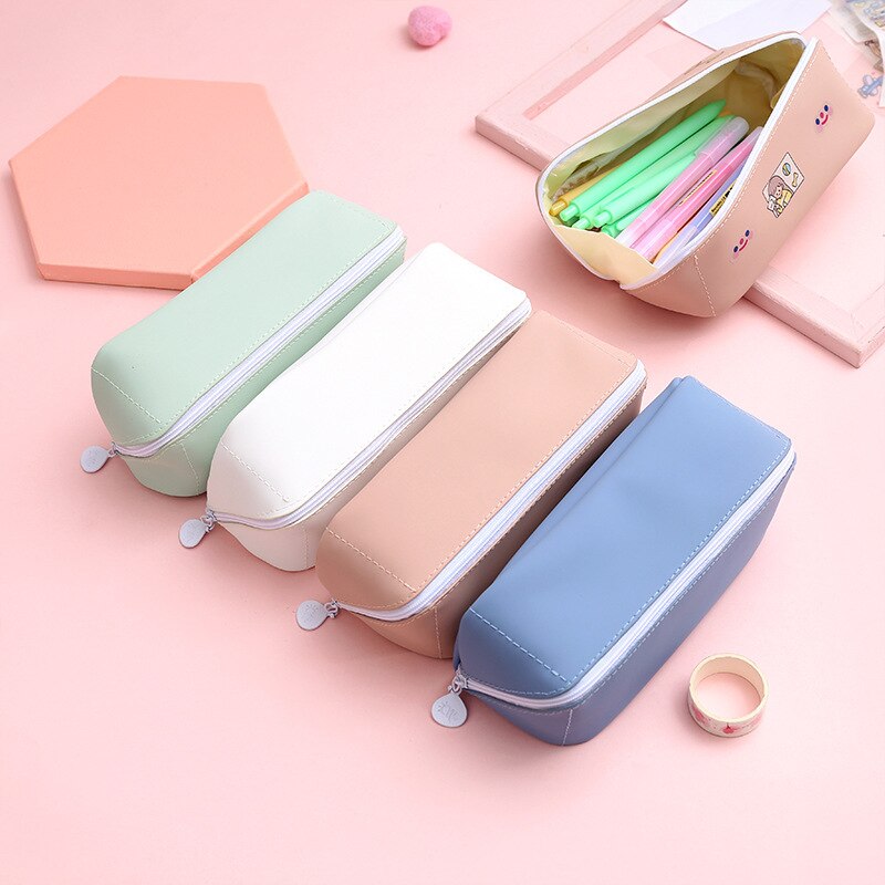 Large Capacity Pencil Case Simple Japanese Pencil Cases Pure Color Estuche Escolar Creativity Estuche Lapices Piornik Szkolny