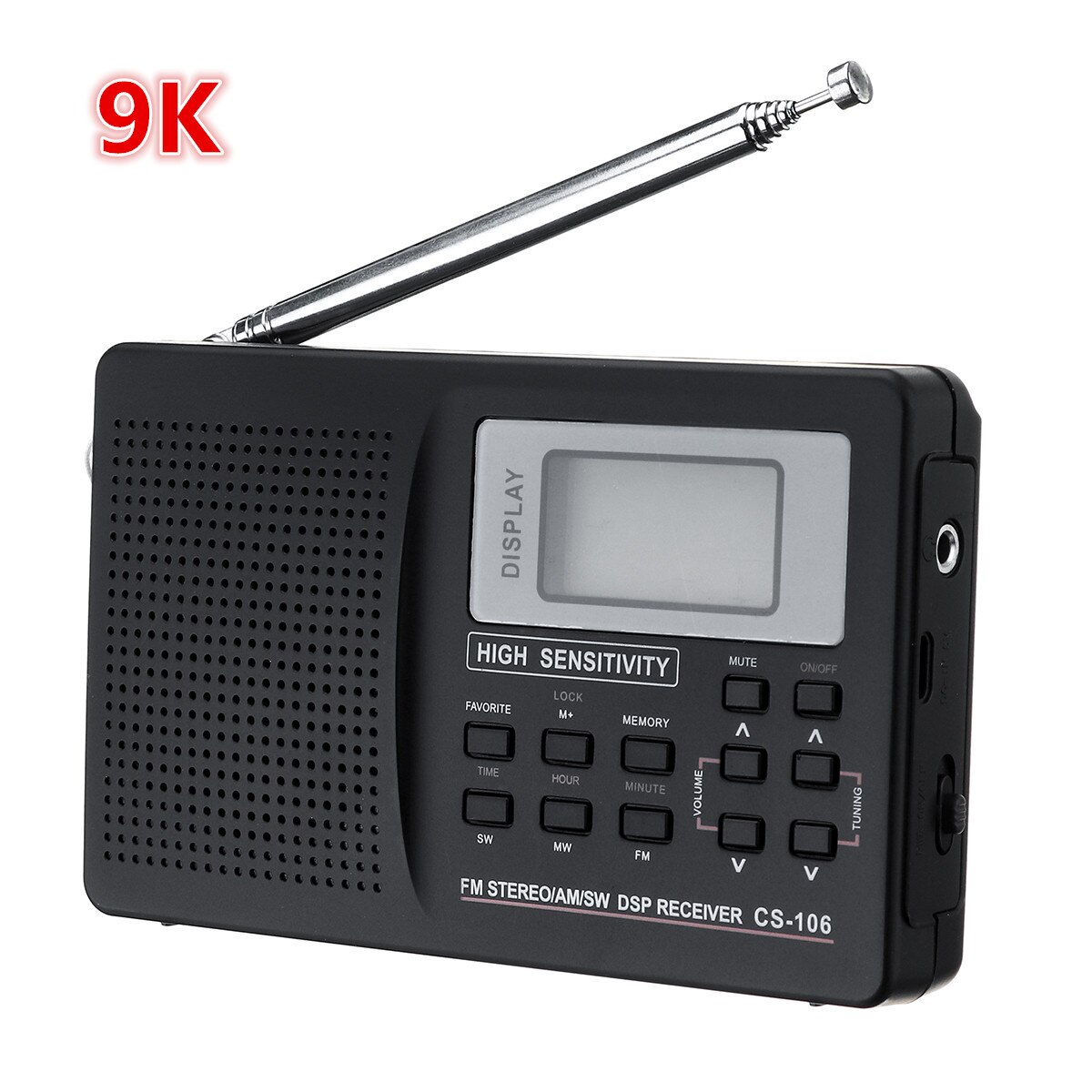 Portable Digital Radio FM Support FM/AM/SW/LW/TV Sound Full Frequency Radios Receiver Alarm Clock FM Radio Mini Full Band Radio: 9K