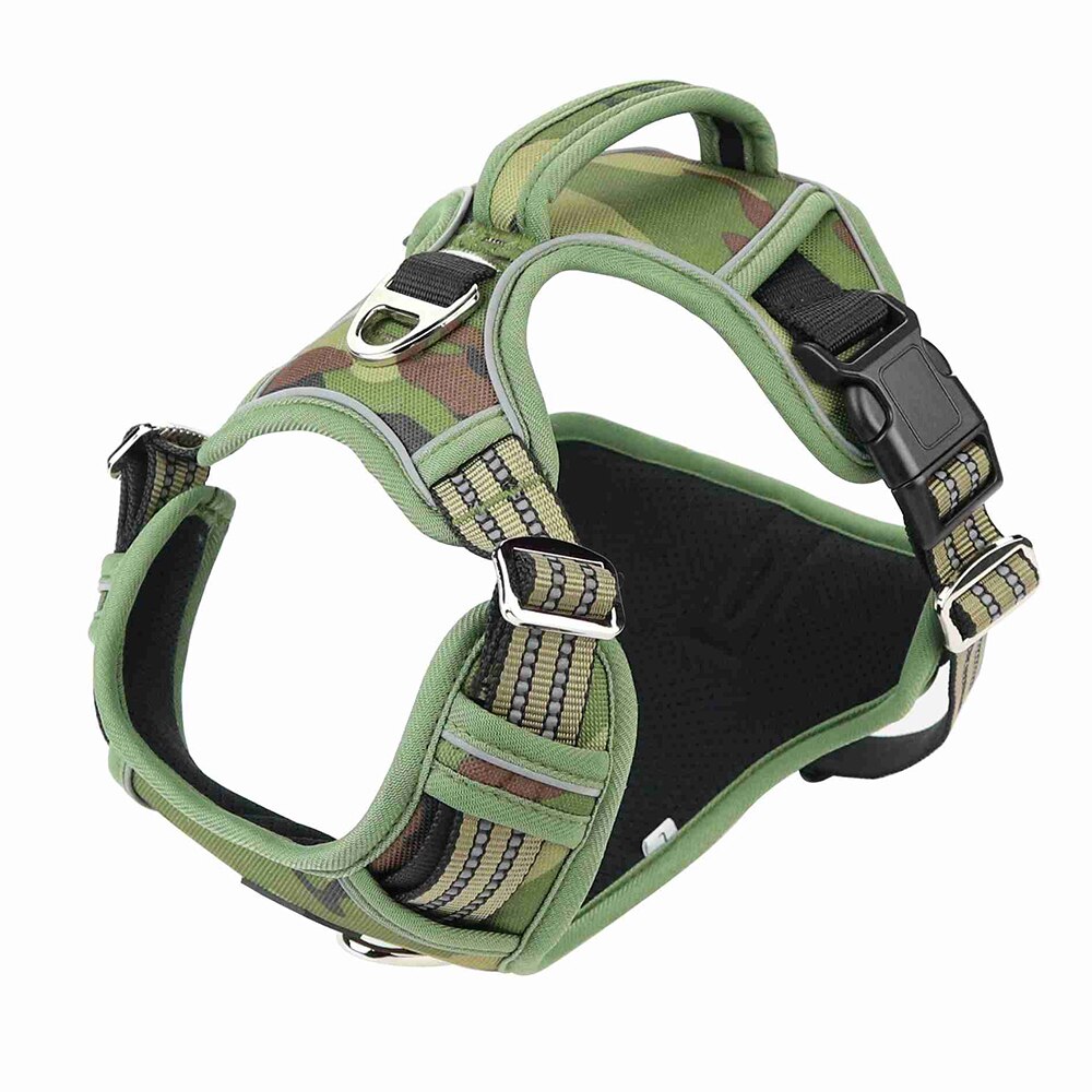 Hondenvest, verstelbaar, ademend, reflecterend camouflagevest voor kleine, middelgrote en grote honden, borstband  d30: Groente / S