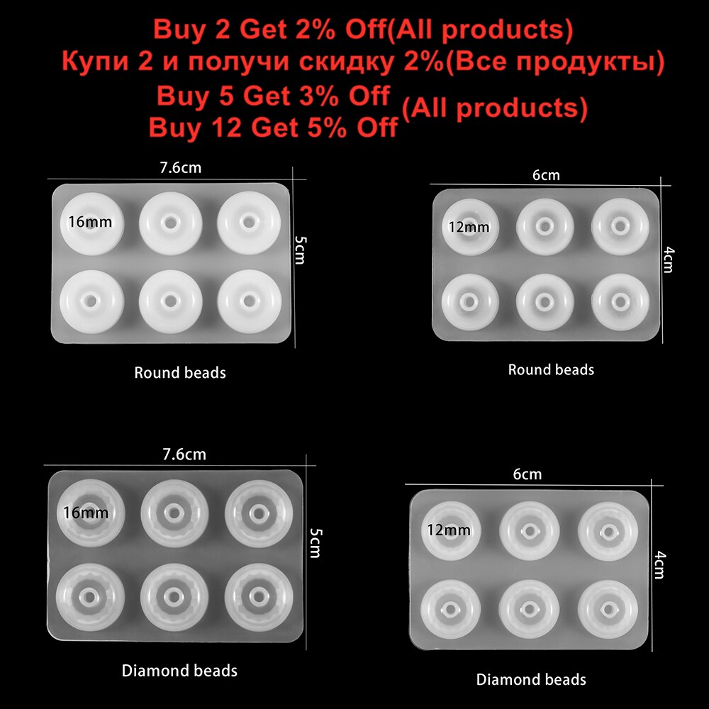 1Pc Platte Bal Kralen Epoxyhars Mallen Big Hole Bead Siliconen Mal Fit Voor Ketting Armband Diy Hars Sieraden maken Accessoires