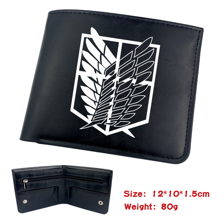 Attack on Titan Animation Derivative Portable Folding Wallet Short Coin Purse with Card Holder: Brown