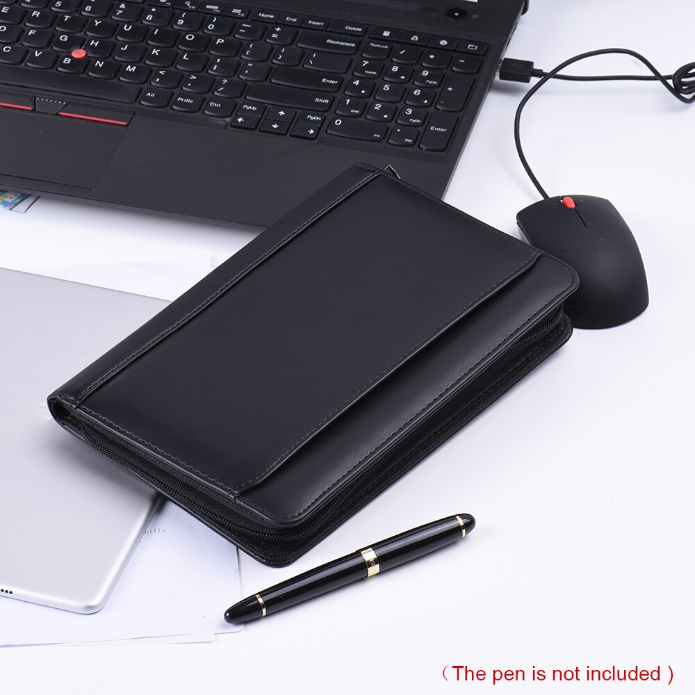 Portafolio de negocios portátil, carpeta Padfolio, estuche para documentos, organizador A5 de cuero PU con tarjetero