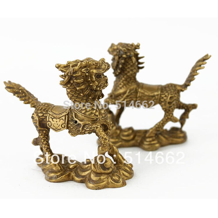3 Inch Messing Feng Shui Paar TENGYUN CHILIN/chi lin M1186