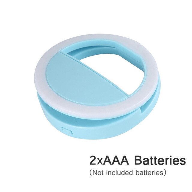 Mobile phone luminous self timer LED flash smart phone portable round lamp self timer: Blue