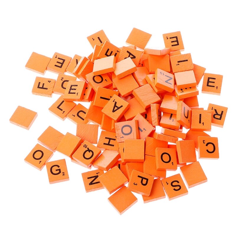100Pcs Wooden Colourful Tiles Mix Letters Varnished Alphabet100Pcs Wooden Colourful Tiles Mix Letters Varnished Alphabet: Orange