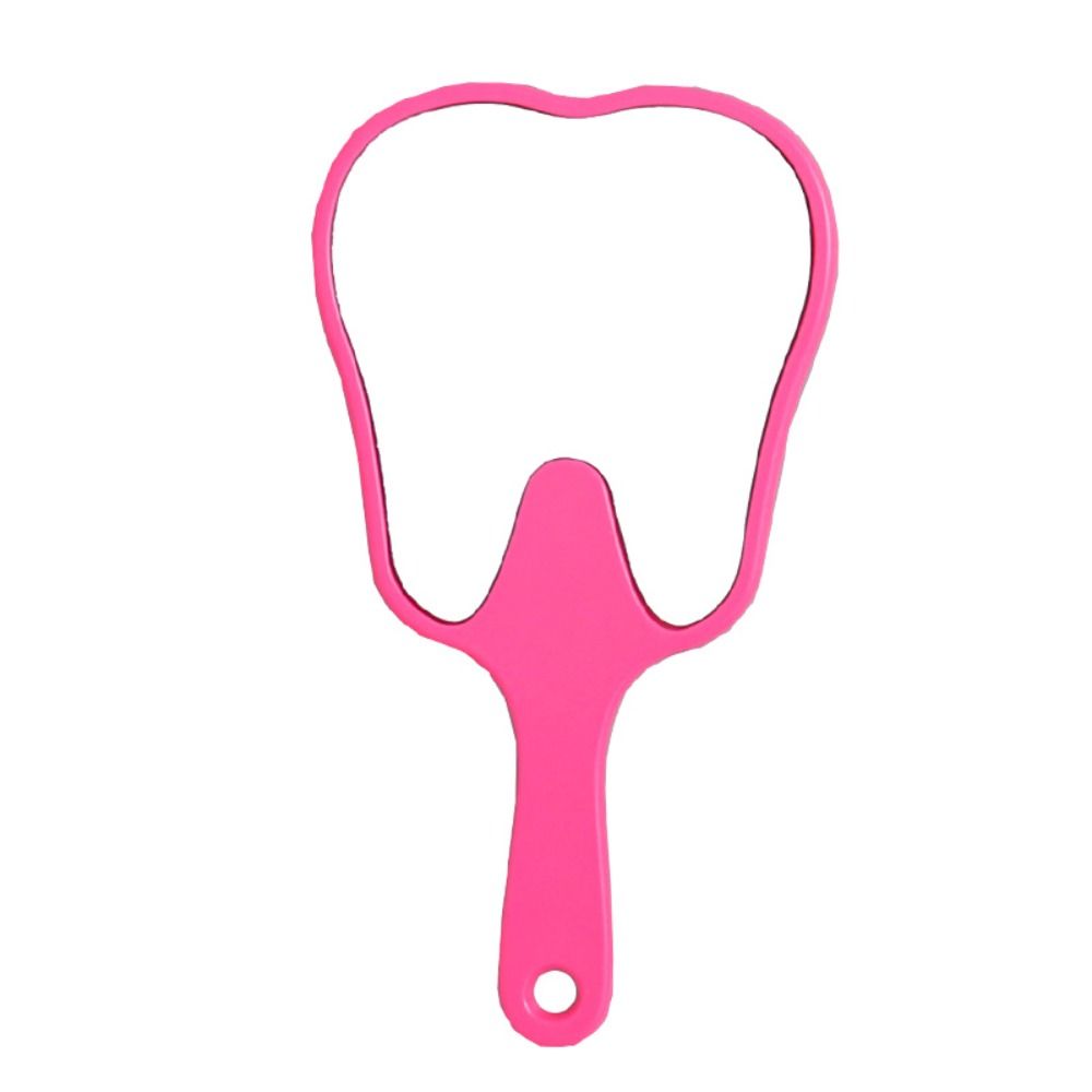 Espelho portátil em forma de dente de plástico para mulheres, durável e leve, de alta definição, espelho de maquiagem portátil mini espelho setorial portátil: Prateado