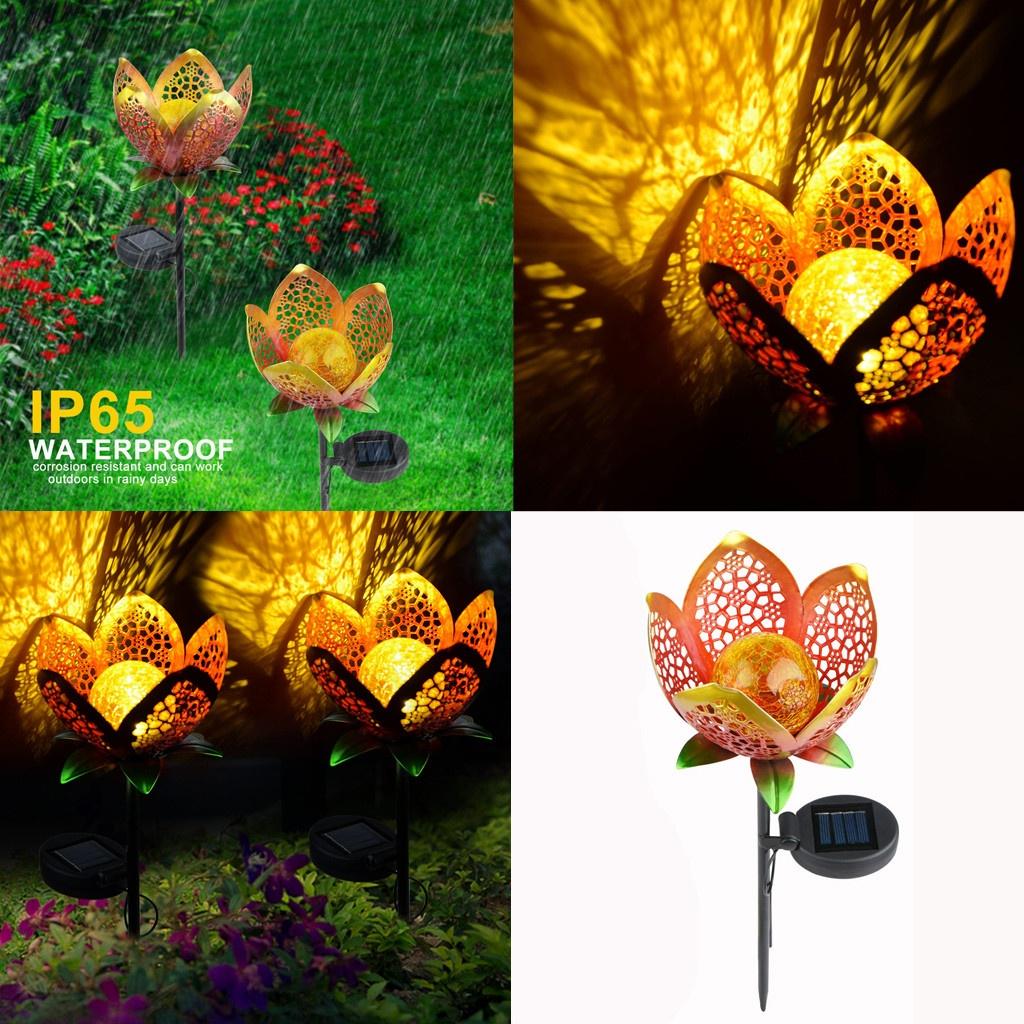 Practical LED Garden Solar Light Pathway Hollow Flower Stake Projector Lamp Decor LED Light Bulb Flower