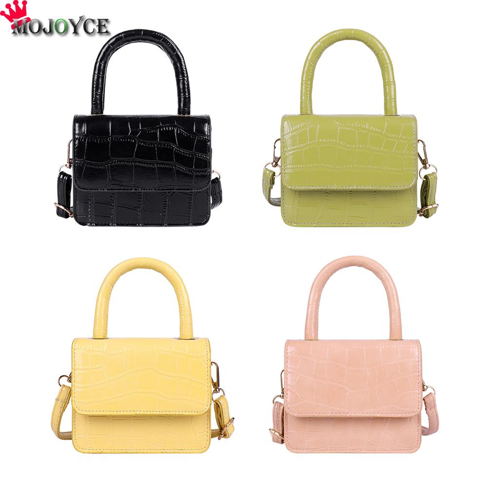 Frauen Reine Farbe Klappe Leder Mini Schulter Handtaschen Dame Stein aufbringen lässig Reine Farbe Klappe Tote Bote Taschen