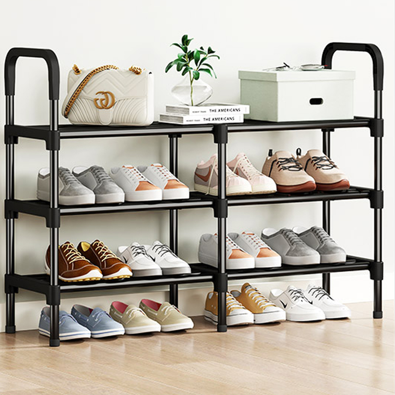 Black Elevated Shoe Rack Small Simple Multi-layer Shoe Cabinet Home Entrance Rental Housing Dormitory Storage Rack: Green color