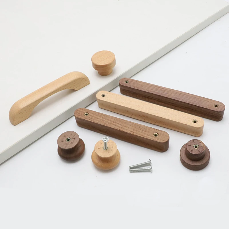 Houten Kastdeuren Laden Massief Houten Handgrepen Nordic Kasten Schoenenkasten Houten Minimalistische Ronde Garderobe Handgrepen