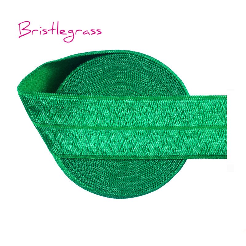 50 yardas 1 "25mm sólido brillante FOE doblar sobre Spandex elástico satinado bandas de la cinta del pelo, vestido de la corbata DIY costura: Fern Green