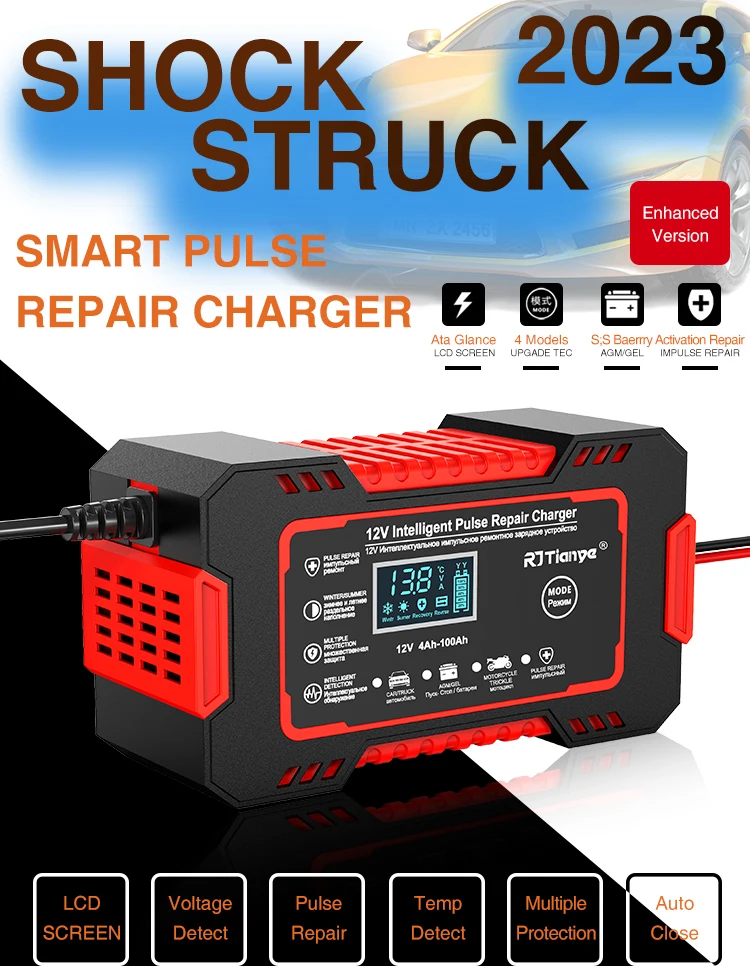 12V 6A Fully Automatic Battery Charger/Maintainer - Pulse Recovery Mode for Dead Wet/Dry Batteries