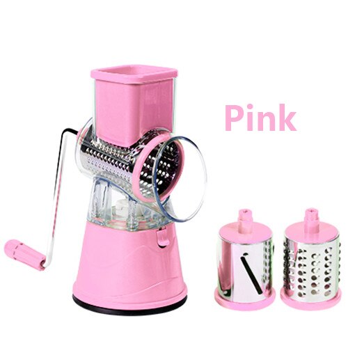 Manual Vegetable Cutter Slicer Round Mandoline Slicer Kitchen Tool Multi-functional Potato Cheese: Pink Roller Slicer
