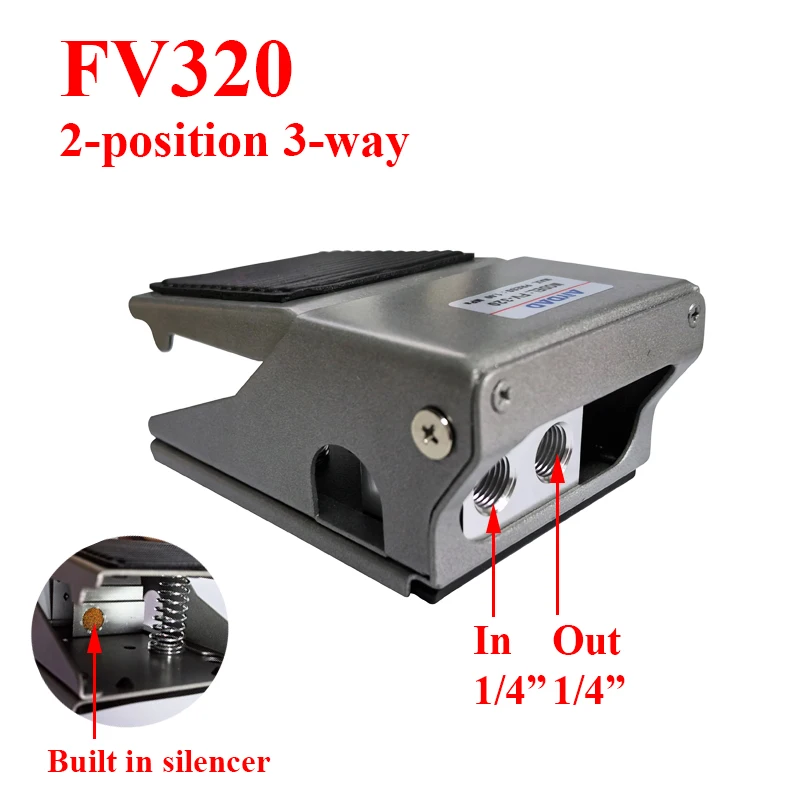 FV320 FV420 4F210-08GL With Lock Cylinder Control Switch 2 Position 5 Way Air Pneumatic Foot Pedal Reversing Valve: Transparent / 1-1/4"