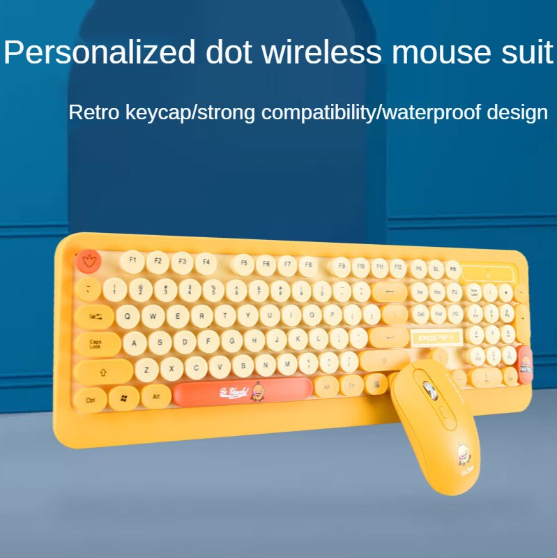 Punk keyboard and mouse set keys retro cute wireless keyboard and mouse set mini wireless keyboard and mouse set
