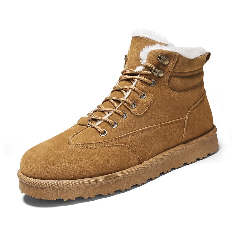 Winter Met Bont Heren Laarzen Mode Warm Enkel Laarzen Mannen Sneeuw Schoenen Outdoor Winter Laarzen Lace Up Wandelschoenen Botas hombre: 5753  Yellow / 8.5