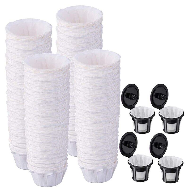 Papieren Filters Voor Herbruikbare K Cups,500 Stuks Wegwerp Papier Koffie Filters Met 4x Herbruikbare K Cups Voor Keurig 1.0 En 2.0