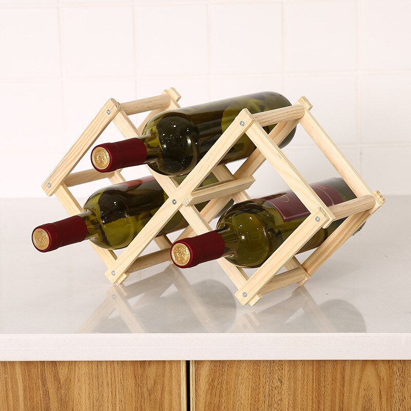 Faltbare Holz Wein Flasche Gestelle Schrank Dekorative Anzeige Stand Halfter Holz Wein verwöhnen verrotten Wein Flaschen Organisatoren: 3 Flaschen-Original