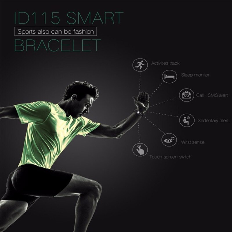 ID115 Smart Bracelet Fitness Tracker Step Counter Activity Monitor Band Alarm Clock Vibration Wristband for iphone Android phone