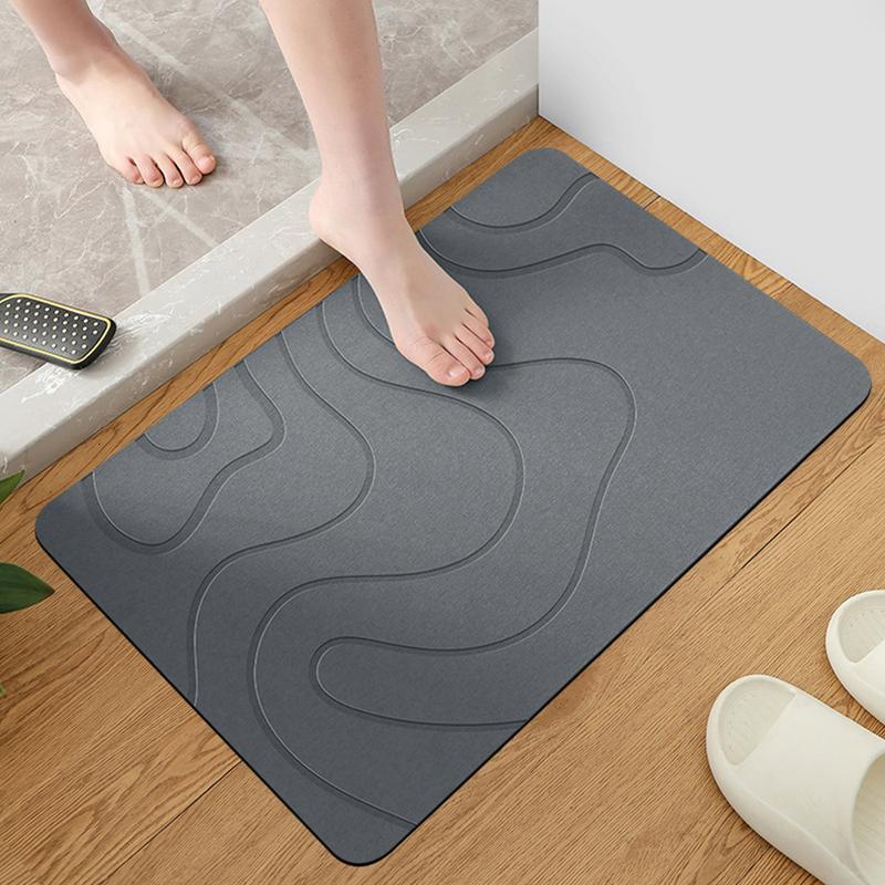 Alfombra de baño de diatomita, alfombras de baño con súper absorción de agua, alfombrilla para pies de inodoro de secado rápido, alfombra de ducha de piedra de diatomita antideslizante