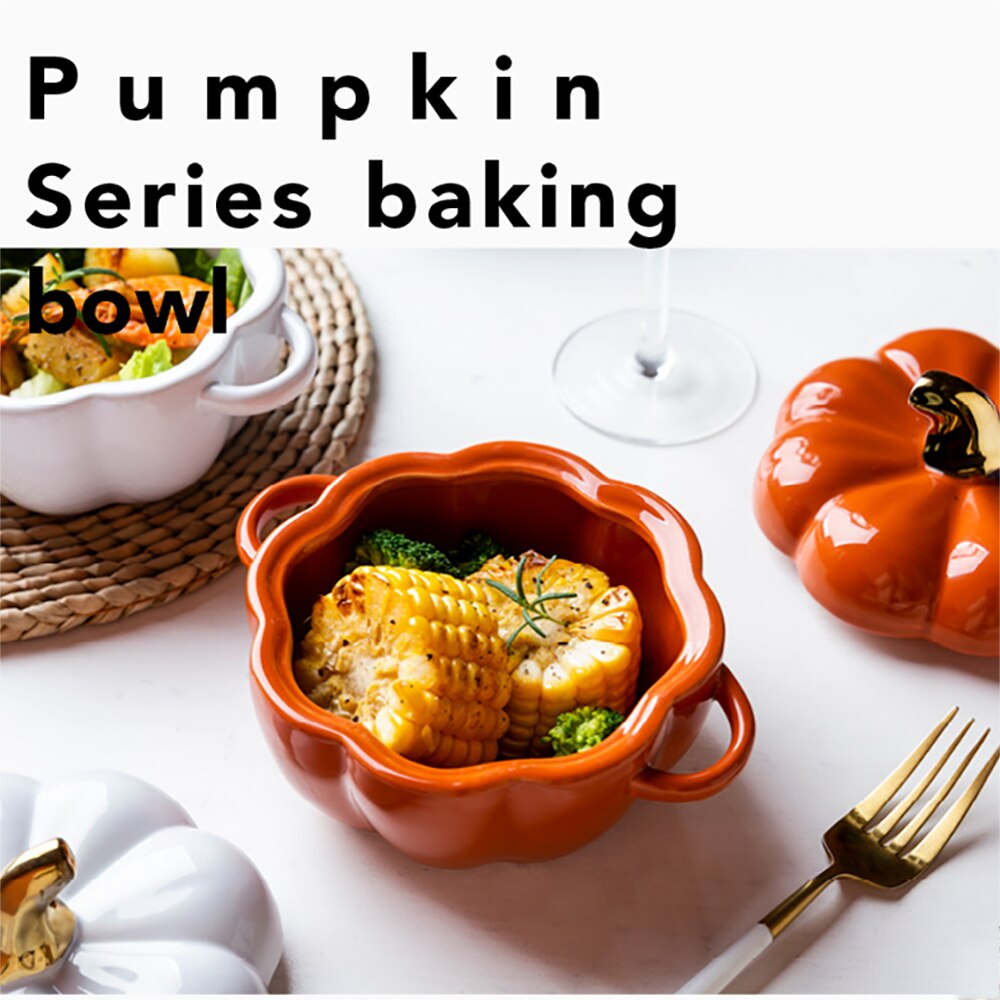 Bol à Pâtisserie en Forme de Citrouille avec Couvercle, 6,5/8,8 Pouces, Ustensile de Cuisine pour Gratin, Halloween, Cuisson, Poêle à Soupe, Salade