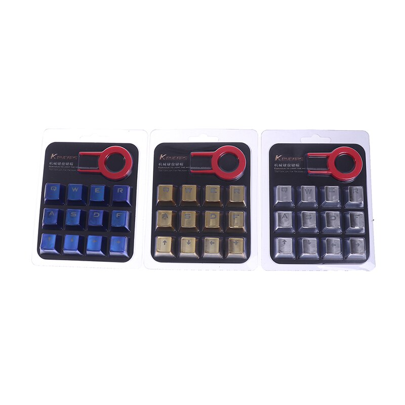 12pcs Waterproof Mechanical Keyboard Backlit Removal Universal USB Keycap Gold Plated Low Profile Durable Game Replacement