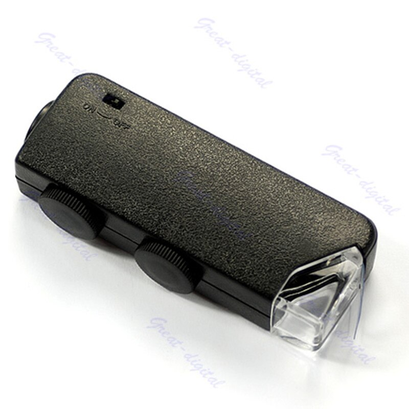 Mini håndholdt 60x-100x lommers mikroskop lupe med læderpose