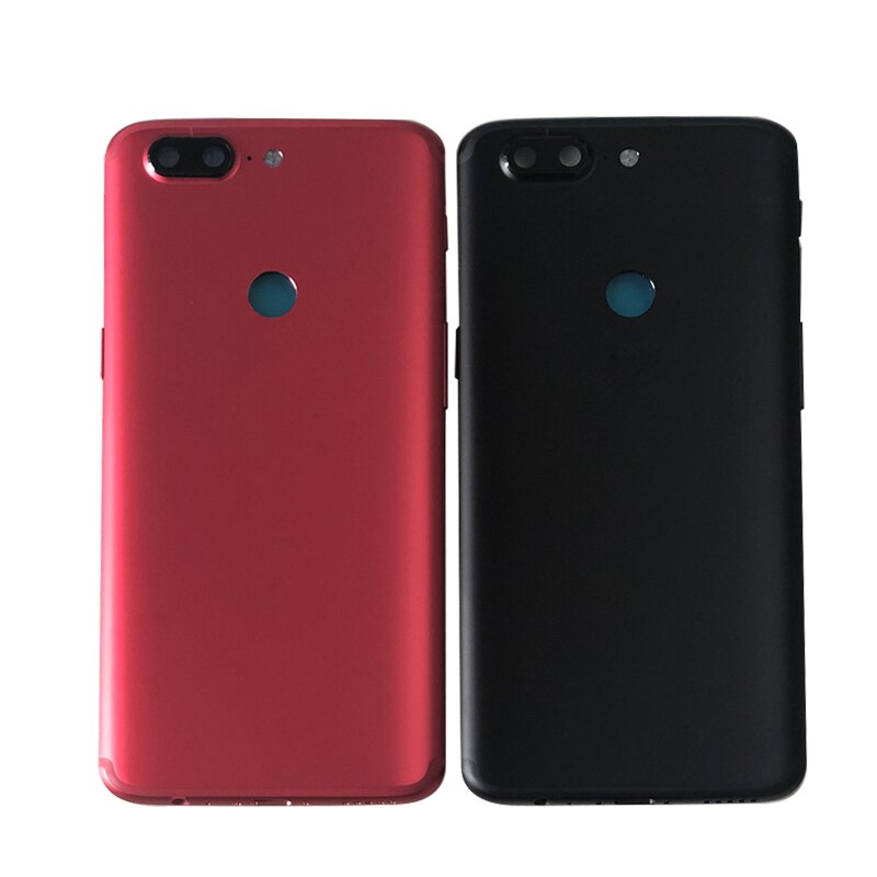 Cubierta trasera de la batería de la carcasa para Oneplus 5T A5010 5 A5000 teclas laterales + cubierta trasera de la batería de cristal de la cámara para oneplus 5 5T