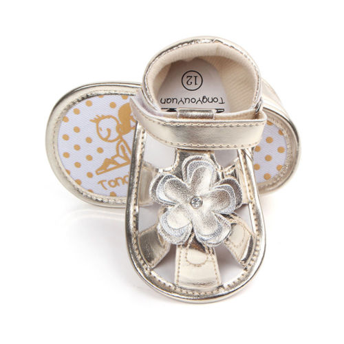 Summer 0-18M Baby Girls Floral Sandal Anti-Slip Leather Crib Shoes Prewalker Cute Casual Soft Shoes