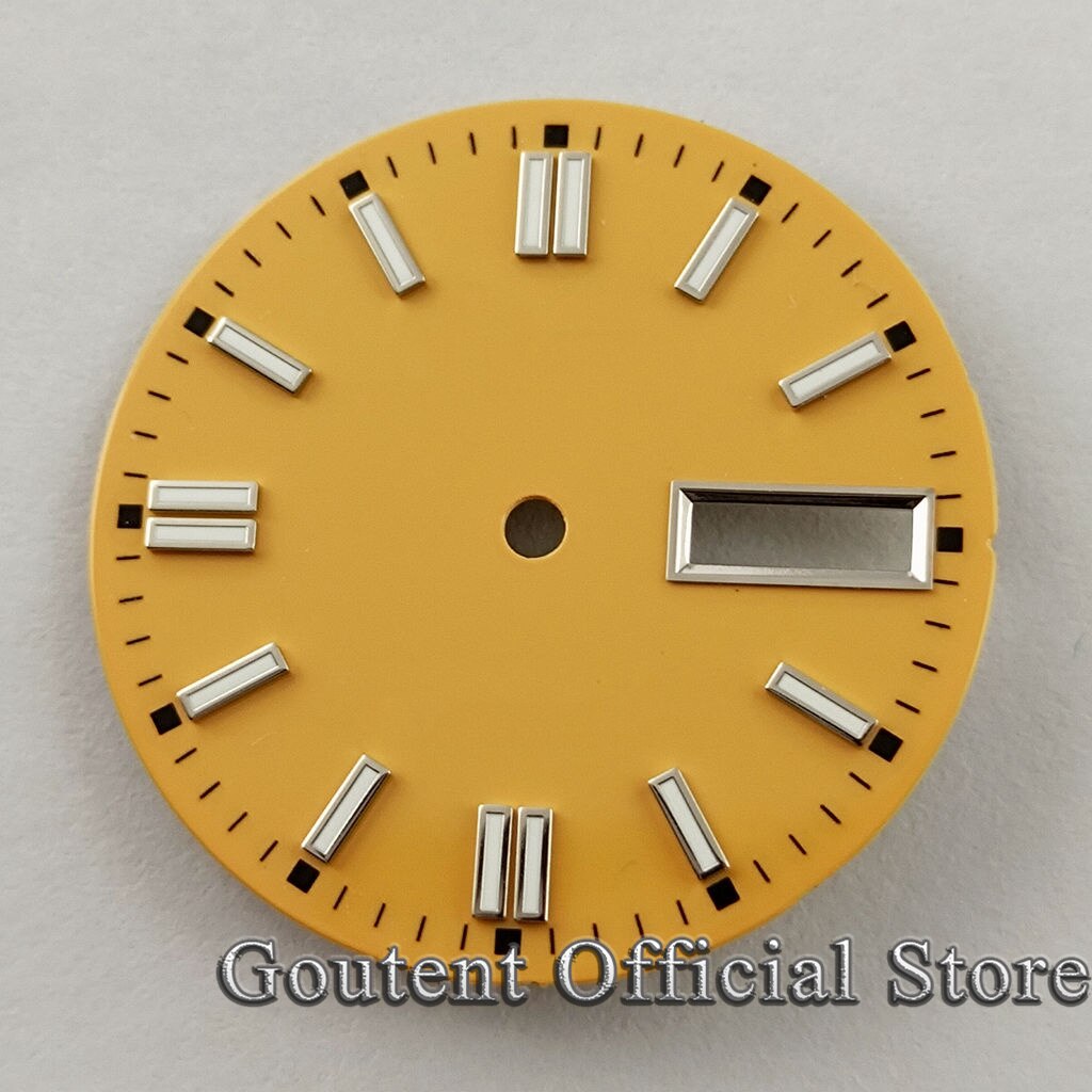 7 Soorten 29Mm Steriele Groen/Geel/Rood Horloge Wijzerplaat Voor Heren Horloge Groene Lichtgevende Fit Voor NH36 NH36A Beweging: NO.3-yellow