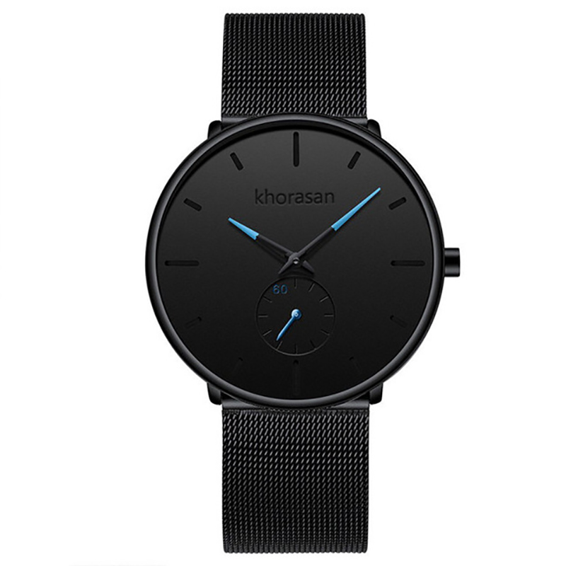 Relogio masculino herre afslappede ure minimalistiske mænd business ur mandlige rustfrit stål mesh bælte enkelt kvarts ur: Sort -2