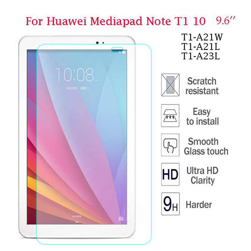 Vidrio templado para Huawei MediaPad T1 10 T1-A21W Protector de pantalla para Huawei T1-A21L T1-A23L Honor nota 9,6 "tableta de 9H HD de vidrio