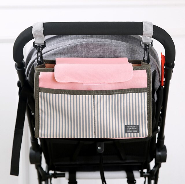 Windel Tasche Baby Milch Flasche Isolierung Taschen Mumie Lagerung Tasche für Baby Zeug Sammlung Kinderwagen Organizer Zubehör: rosa gestreift