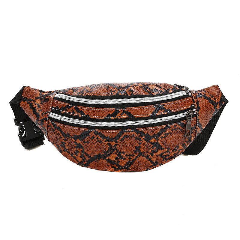 GLRSBUTY Serpentin Taille Tasche Frauen fanny Pack PU Reise Partei Hüfte miserabel Tasche Damen Gürtel Tasche Tasche Geldbörse für telefon Karte: Braun