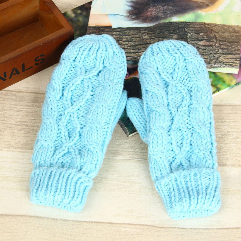 Mwoiiowm varme vinterhandsker kvinder vanter 8 farver damer dejlige strikkede handsker piger 24: Himmelblå
