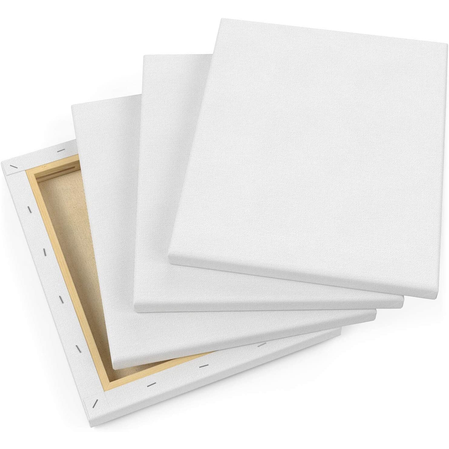 Stretched Canvas, Pack of 5, 8 x 10 Inches, Blank White Canvases, 100% Cotton Art Supplies for Acrylic Pouring and Oil Painting